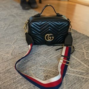 Gucci Marmont GG Matelasse Black Bag with Strap